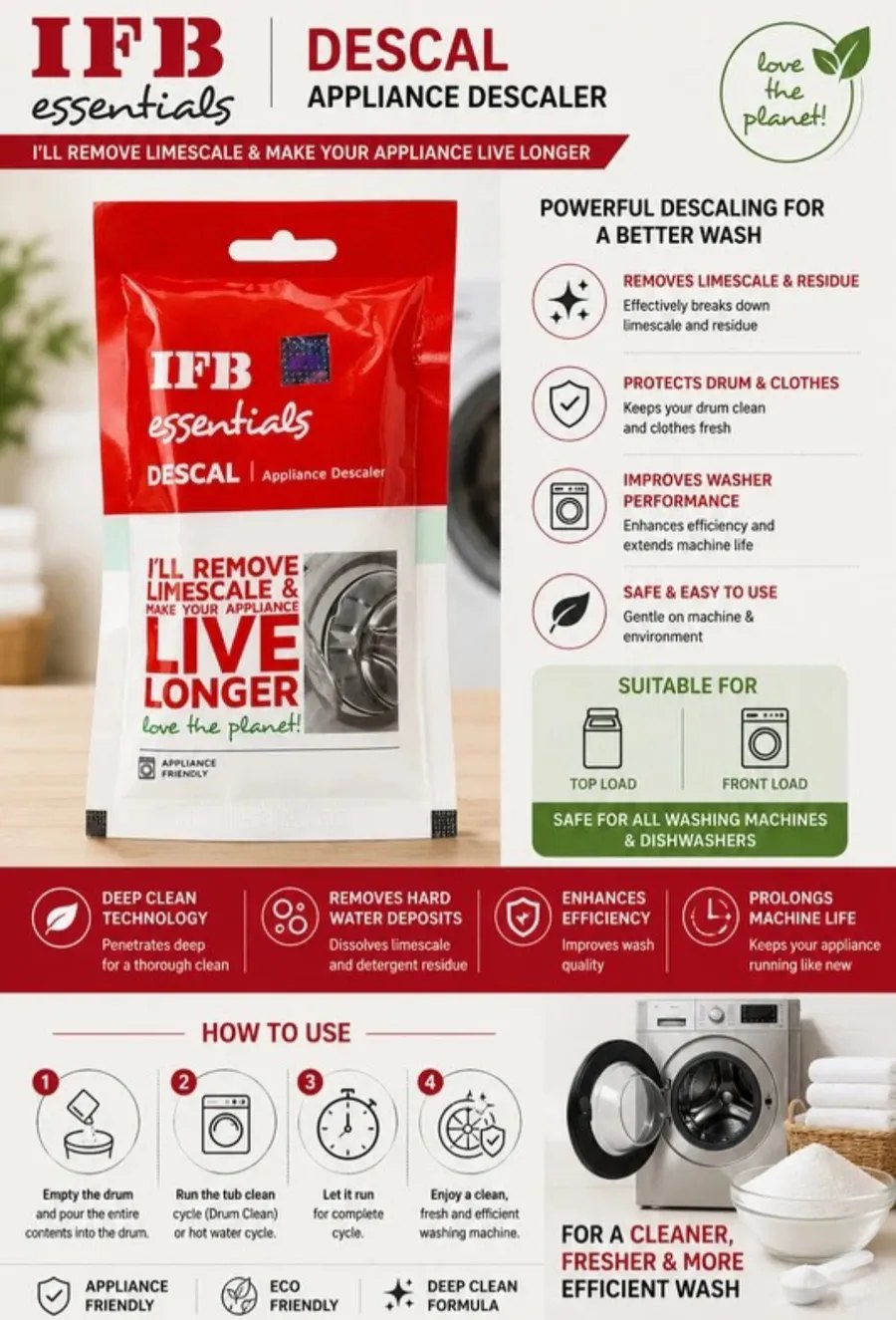 IFB Essentials Descal Washing Machine Cleaner (Pack of 8)